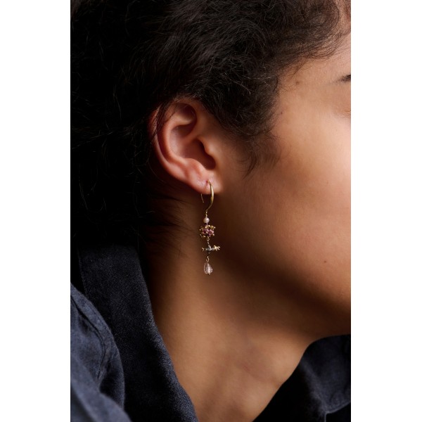 5 Octobre auksuoto sidabro auskarai su deimantais